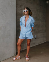 Infinity Cotton Pocketed Shorts - Baby Blue